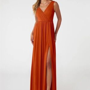 Azazie Rust Orange Maxi Dresses